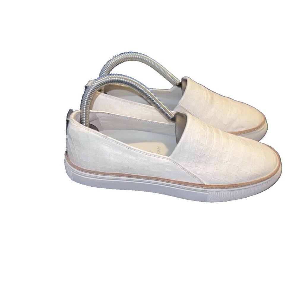 JOHNSTON & MURPHY Callie Slip On Sneaker White Croc Embossed Leather Women 7M